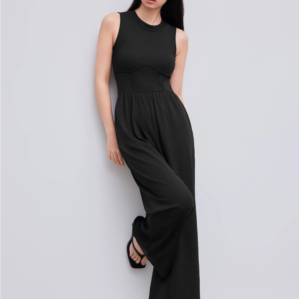 Cider Classic Black SOLID SLEEVELESS WIDE LEG JUMPSUIT